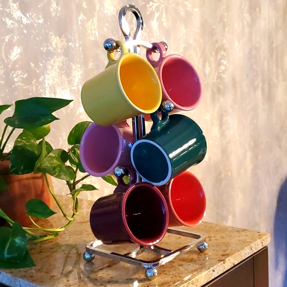 Set of 6 Fiesta mugs with mug holder - Picture 2 of 9